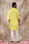 Shop_Smriti by Anju Agarwal_Yellow Jacket And Kurta Silk Embroidered Chikankari Dyutit Nehru With Set _at_Aza_Fashions