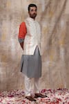 Smriti by Anju Agarwal_White Silk Khetan Nehru Jacket_Online_at_Aza_Fashions