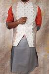 Buy_Smriti by Anju Agarwal_White Silk Khetan Nehru Jacket_Online_at_Aza_Fashions
