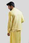 Shop_Smriti By Anju Agarwal_Yellow Jacket Bam Silk Kurta Silk Pant Malai Nehru And Set _at_Aza_Fashions