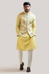 Smriti By Anju Agarwal_Yellow Jacket Bam Silk Kurta Silk Pant Malai Nehru And Set _Online_at_Aza_Fashions