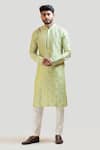 Buy_Smriti By Anju Agarwal_Green Kurta Bam Silk Pant Malai Cotton Embroidered And _at_Aza_Fashions