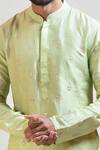 Shop_Smriti By Anju Agarwal_Green Kurta Bam Silk Pant Malai Cotton Embroidered And _Online_at_Aza_Fashions