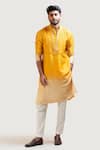 Buy_Smriti by Anju Agarwal_Yellow Kurta Bam  Pant Cotton Embroidered And _at_Aza_Fashions