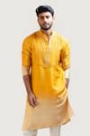 Buy_Smriti by Anju Agarwal_Yellow Kurta Bam  Pant Cotton Embroidered And _Online_at_Aza_Fashions