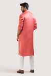 Shop_Smriti by Anju Agarwal_Red Kurta Linen Satin Pant Malai Cotton Embroidered And_at_Aza_Fashions