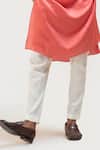 Smriti by Anju Agarwal_Red Kurta Linen Satin Pant Malai Cotton Embroidered And_at_Aza_Fashions