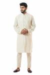 Buy_Smriti By Anju Agarwal_White Kurta Bam  Pyjama Pant Cotton Hand Embroidered Set_at_Aza_Fashions