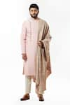 Buy_Smriti by Anju Agarwal_Pink Kurta And Pajama Cotton Silk Embellished Sherwani Set _at_Aza_Fashions