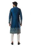 Shop_Smriti By Anju Agarwal_Blue Kurta And Pajama Cotton , Sherwani Bam Embroidered Set_at_Aza_Fashions