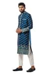 Smriti By Anju Agarwal_Blue Kurta And Pajama Cotton , Sherwani Bam Embroidered Set_Online_at_Aza_Fashions