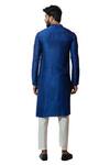 Shop_Smriti by Anju Agarwal_Blue Kurta Bam Silk Draped And Pant Set _at_Aza_Fashions