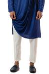 Buy_Smriti by Anju Agarwal_Blue Kurta Bam Silk Draped And Pant Set _Online_at_Aza_Fashions