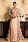 Buy_COUTURE BY NIHARIKA_Pink Organza Blouse Scoop Embroidered Lehenga Set With Jacket _at_Aza_Fashions