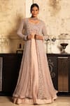 Shop_COUTURE BY NIHARIKA_Pink Organza Blouse Scoop Embroidered Lehenga Set With Jacket _at_Aza_Fashions