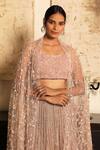 COUTURE BY NIHARIKA_Pink Organza Scoop Neck Embroidered Lehenga Set _Online_at_Aza_Fashions