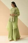 Buy_Ease_Green Pure Crepe Embroidery Round Kurta Sharara Set  _Online_at_Aza_Fashions