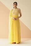 Buy_Ease_Yellow Crepe Embroidered Anarkali With Dupatta_at_Aza_Fashions