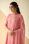 Buy_Ease_Pink Crepe Embroidery Round Kurta And Dhoti Pant Set  _Online_at_Aza_Fashions