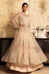 Buy_Couture By Niharika_Pink Organza Round Embroidered Kurta Lehenga Set _at_Aza_Fashions