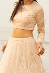 Shop_Decemberbyvivek_White Organza And Net Embroidered Sequin & Thread Round Bridal Lehenga Set _at_Aza_Fashions