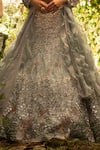 Decemberbyvivek_Blue Organza And Net Beads & Sequin, Thread, Bugle Embroidered Bridal Lehenga Set _Online_at_Aza_Fashions