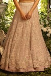 Decemberbyvivek_Pink Organza And Net Thread & Sequin, Bugle Beads Embroidered Bridal Lehenga Set _Online_at_Aza_Fashions