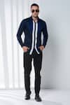 Buy_Seven_Blue Cotton Satin Thread Shirt _at_Aza_Fashions