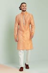 Buy_Seven_Orange Chanderi Printed Shibori Kurta_at_Aza_Fashions