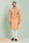 Seven_Orange Chanderi Printed Shibori Kurta_Online_at_Aza_Fashions