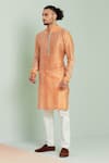 Shop_Seven_Orange Chanderi Printed Shibori Kurta_Online_at_Aza_Fashions