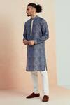 Buy_Seven_Blue Chanderi Printed Shibori Kurta _Online_at_Aza_Fashions