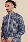 Shop_Seven_Blue Chanderi Printed Shibori Kurta _Online_at_Aza_Fashions