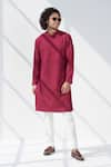 Seven_Purple Cotton Silk Embroidery Thread Kurta_Online_at_Aza_Fashions