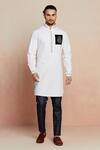 Buy_Seven_White Cotton Satin Thread Kurta_at_Aza_Fashions