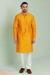 Seven_Yellow Cotton Silk Thread And Sequin Kurta _Online_at_Aza_Fashions