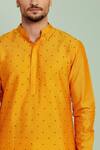 Shop_Seven_Yellow Cotton Silk Thread And Sequin Kurta _Online_at_Aza_Fashions