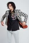 Buy_Seven_Black Cotton Twill Printed Digital Double Breasted Blazer _Online_at_Aza_Fashions