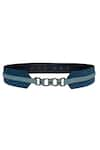 Shop_S&N by Shantnu Nikhil_Blue Colorblock Denim Belt _at_Aza_Fashions