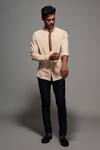 Buy_S&N By Shantnu Nikhil_Beige Cotton, Poly Blend Shirt_at_Aza_Fashions