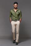 Buy_S&N by Shantnu Nikhil_Green Suiting And Faux Leather Embroidered Shirt_at_Aza_Fashions