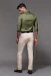 Shop_S&N by Shantnu Nikhil_Green Suiting And Faux Leather Embroidered Shirt_at_Aza_Fashions