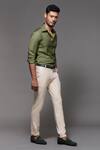 S&N by Shantnu Nikhil_Green Suiting And Faux Leather Embroidered Shirt_Online_at_Aza_Fashions