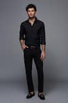 Buy_S&N by Shantnu Nikhil_Black Terylene Button Front Shirt _at_Aza_Fashions