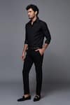 S&N by Shantnu Nikhil_Black Terylene Button Front Shirt _Online_at_Aza_Fashions