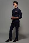 Buy_S&N By Shantnu Nikhil_Blue Poly Blend, Viscose And Wool Button Front Nehru Jacket_Online_at_Aza_Fashions