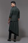 Shop_S&N by Shantnu Nikhil_Green Cotton And Faux Leather Camo Nehru Jacket _at_Aza_Fashions