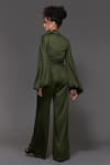 Shop_S&N by Shantnu Nikhil_Green Panther Crepe V Neck Knotted Jumpsuit _at_Aza_Fashions