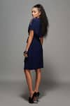 Shop_S&N by Shantnu Nikhil_Blue Poly Jersey V Neck Wrap Dress _at_Aza_Fashions