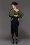 Shop_S&N by Shantnu Nikhil_Green Panther Crepe Sweetheart Neck Twisted Bodice Crop Top _at_Aza_Fashions